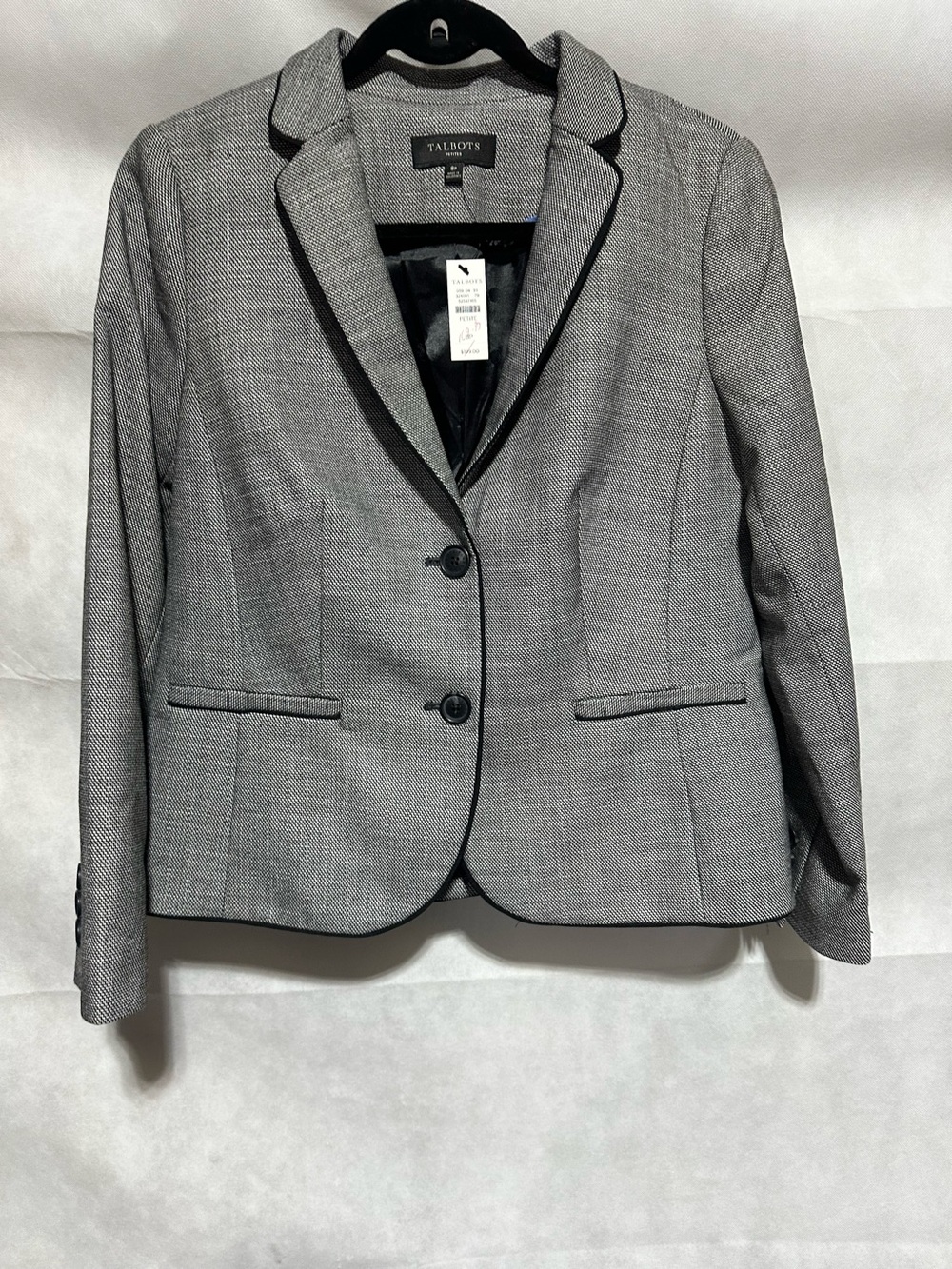 NWT Talbots Jacket Women 8P Petites Black & White Tweed Blazer Coat Office $199